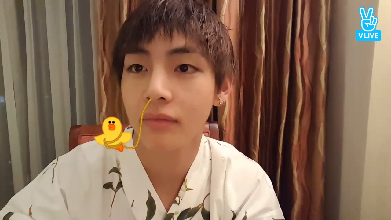 [BTS] 태태와 뾰옹아리🐥의 조합은 럽 헿💜(V with chick popping out of his nose)