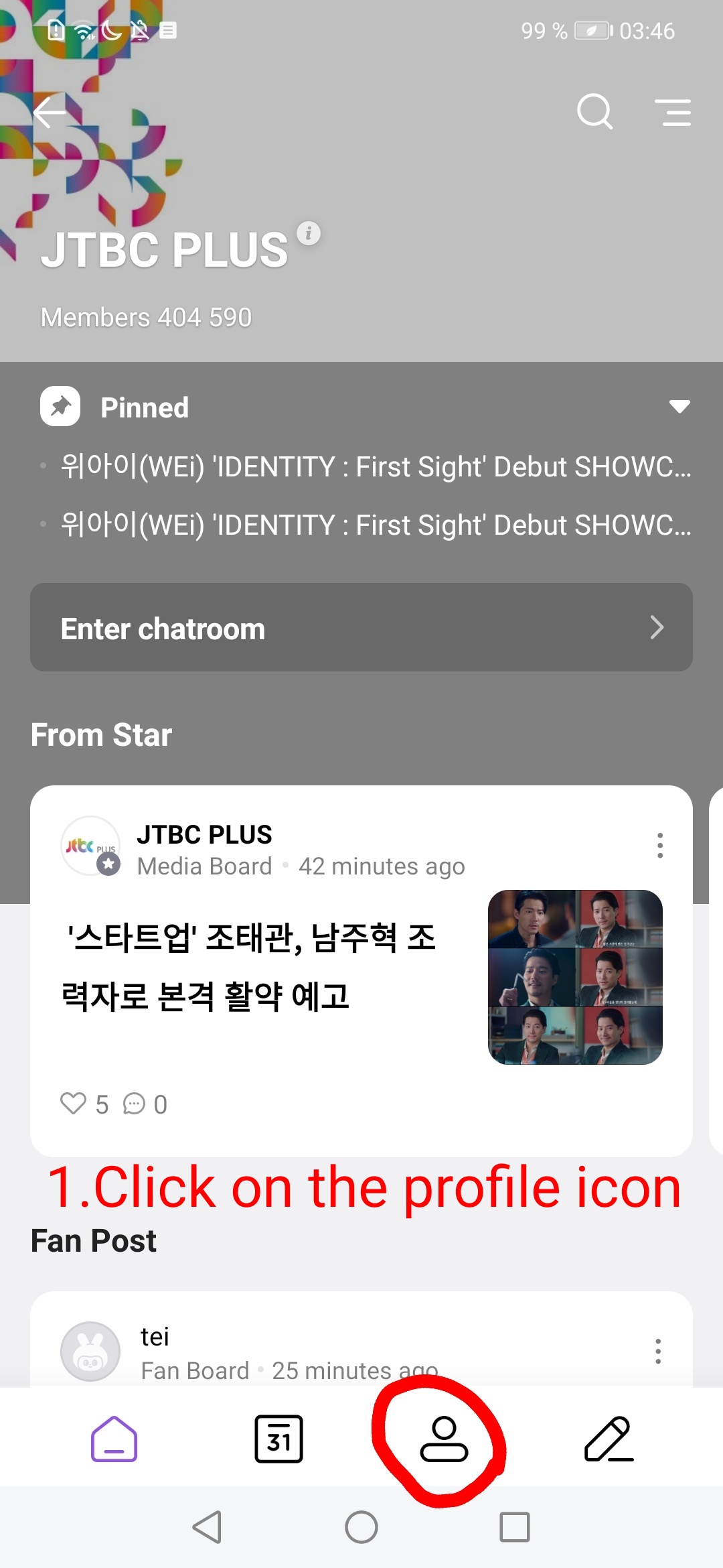 connecting vlive app to tv