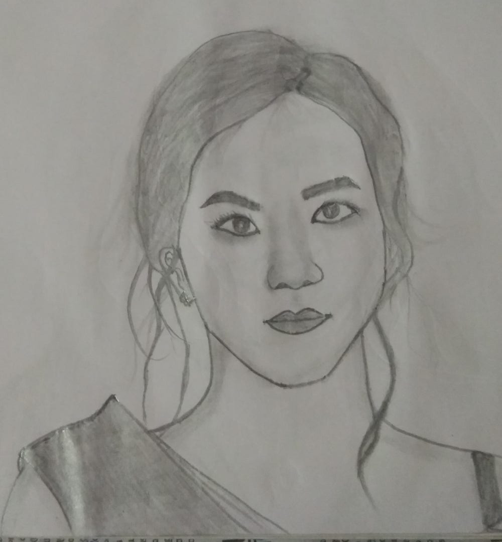 pencil drawing of jisoo