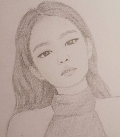 韩国明星jennie素描画图片